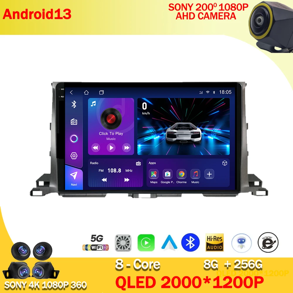 

Android 13 For Toyota Highlander 3 XU50 2013 - 2018 Car Radio Multimedia Video Player Navigation stereo GPS No 2Din 2 Din DVD