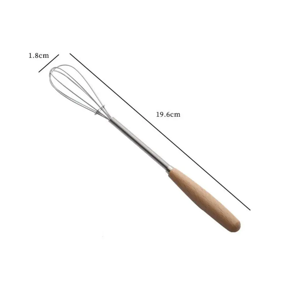 Pastry Tools Multifunction Stainless Steel Egg Beater Useful Portable Mini Egg Whisk Wooden Handle Hand Egg Beater Home