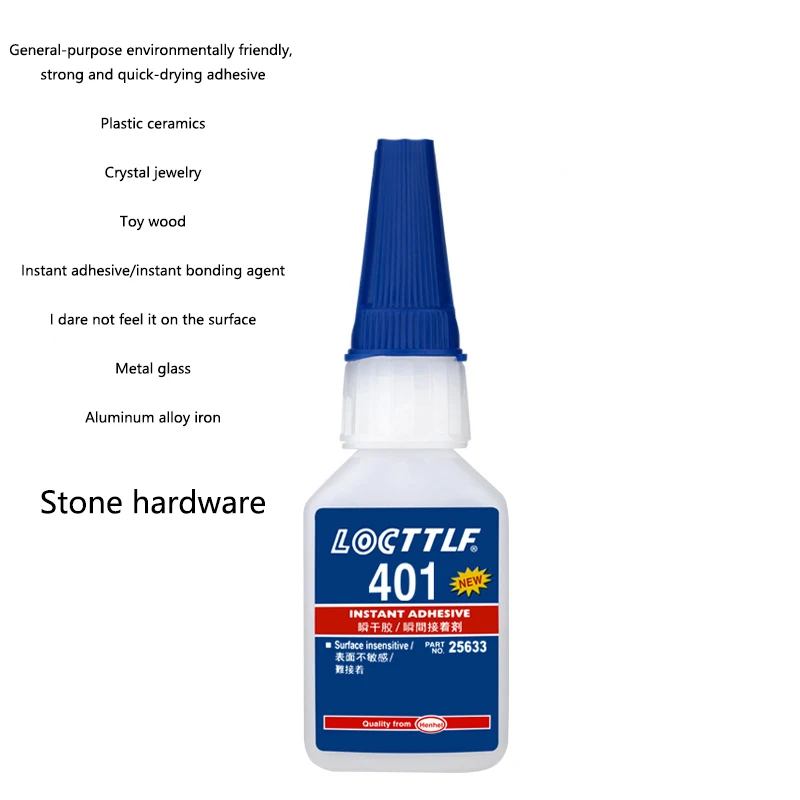 401 Super Pegamento Adhesivo universal de secado rápido diseñado específicamente para unir madera, plástico, caucho y reparar zapatos