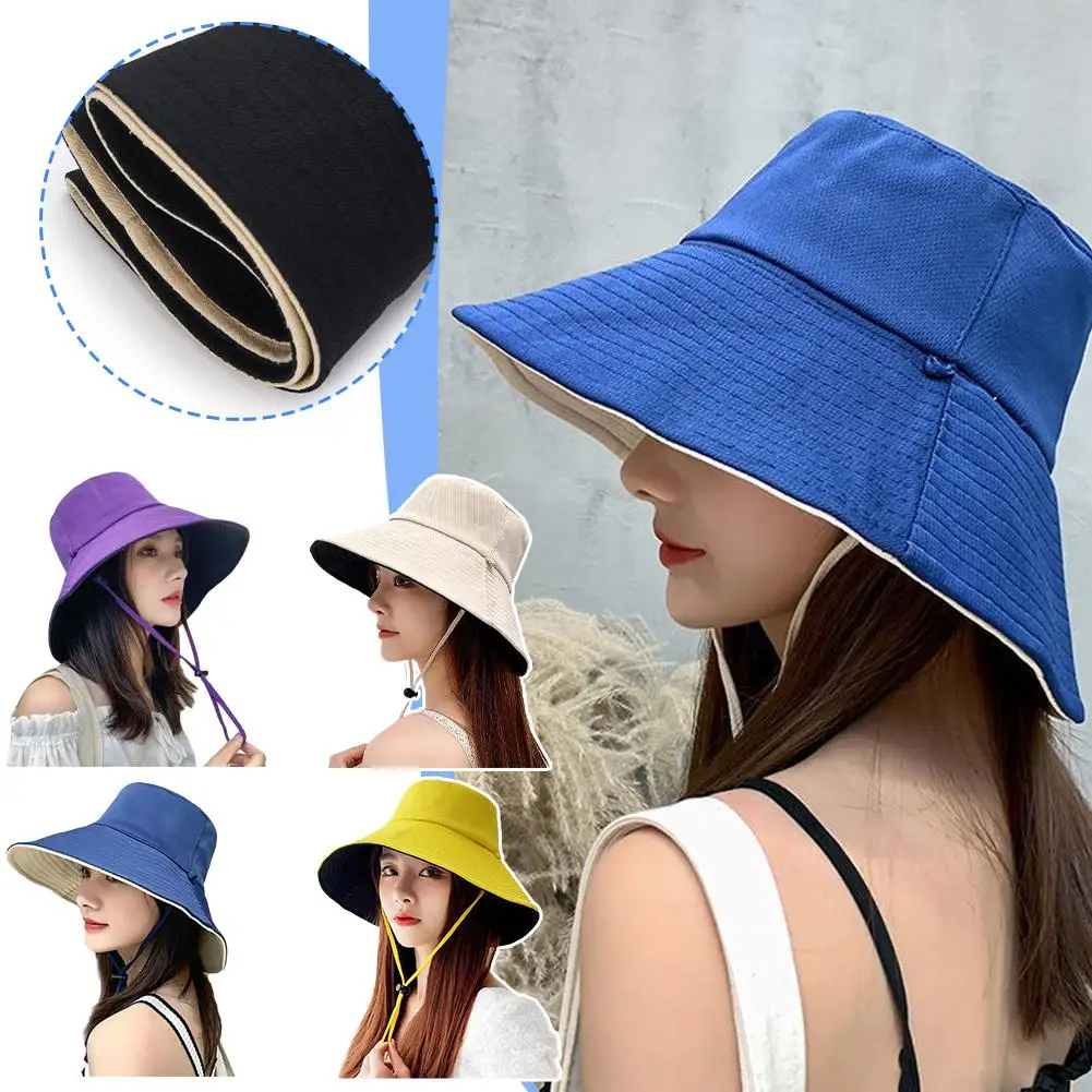 New Sun Protection Hat Women Wide Brim Sun Visor Foldable Traveling Hiking Summer 50+ Hat Cap Protection Fishing UPF Spring T7N8