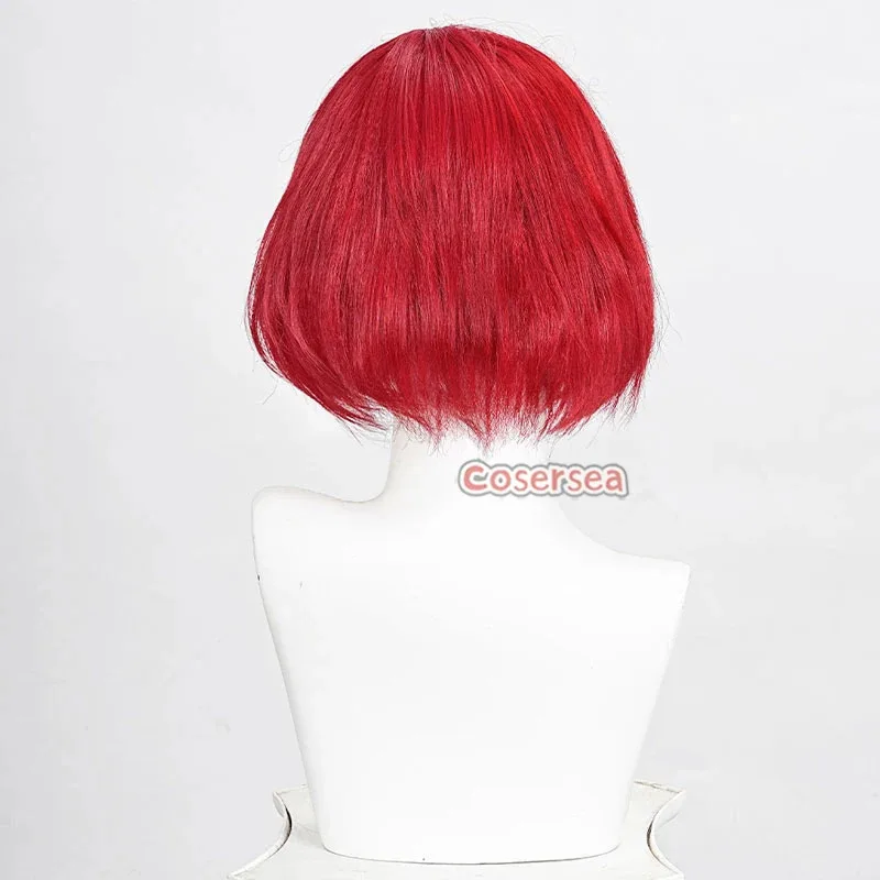 Cosersea Tribble 코스프레 가발 Honkai: 스타 레일 Tribble 역할 놀이 30cm 짧은 스트레이트 레드 Cos 가발 합성 머리 내열성