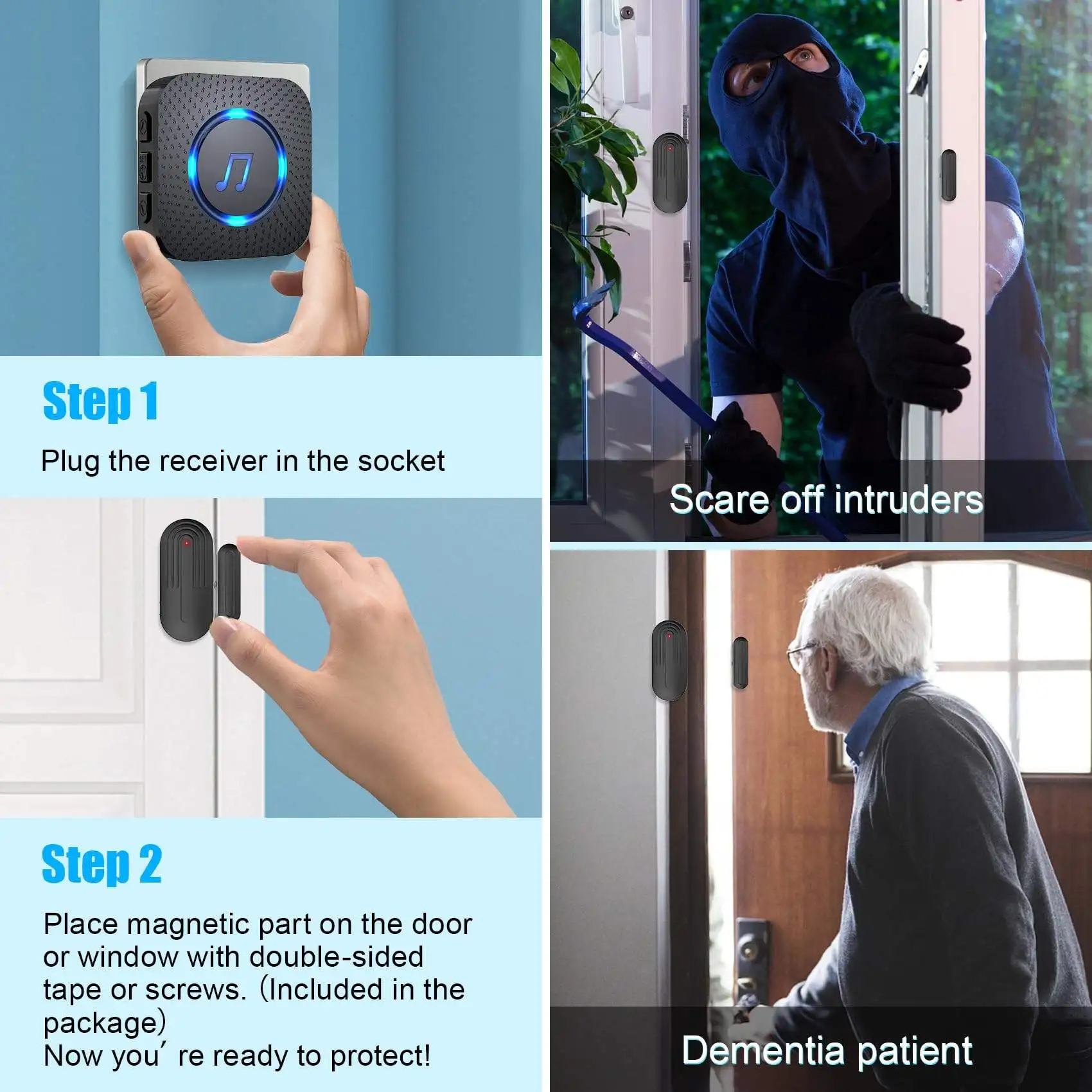 ABS 무선 휴대용 도난 경보 시스템 PIR 모션 센서 가정 보안용 강력한 자석 도어/창문 센서