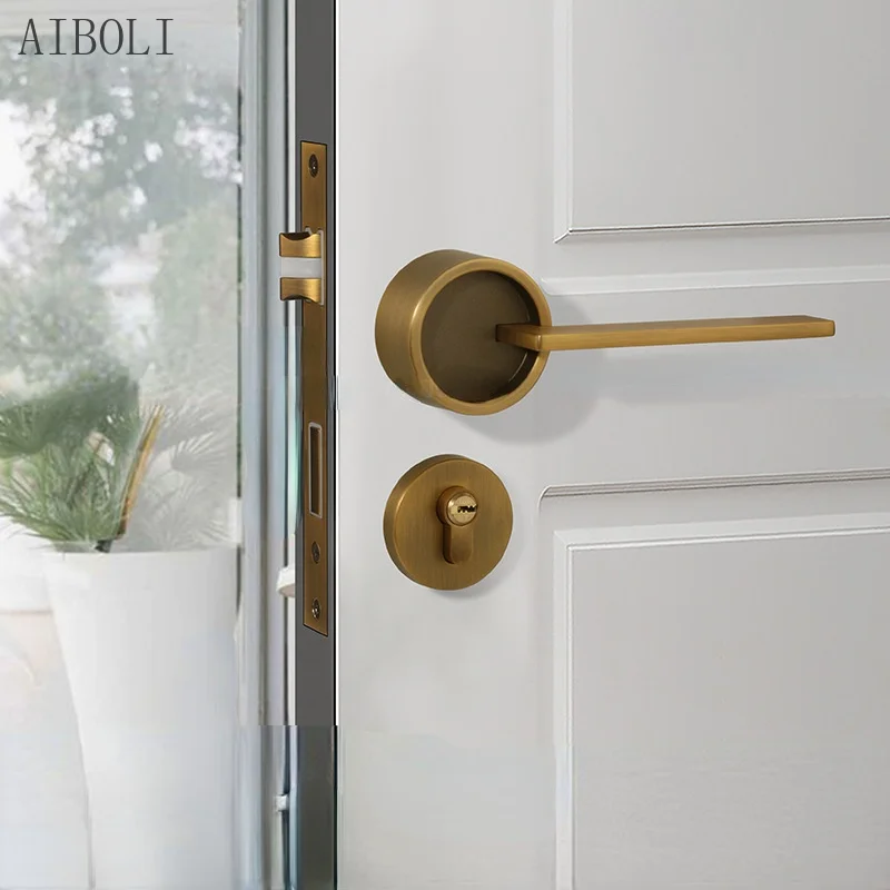 

Zinc Alloy Bedroom Wooden Door Handle Indoor Kitchen Mute Door Lock Household Door Magnetic Split Lock