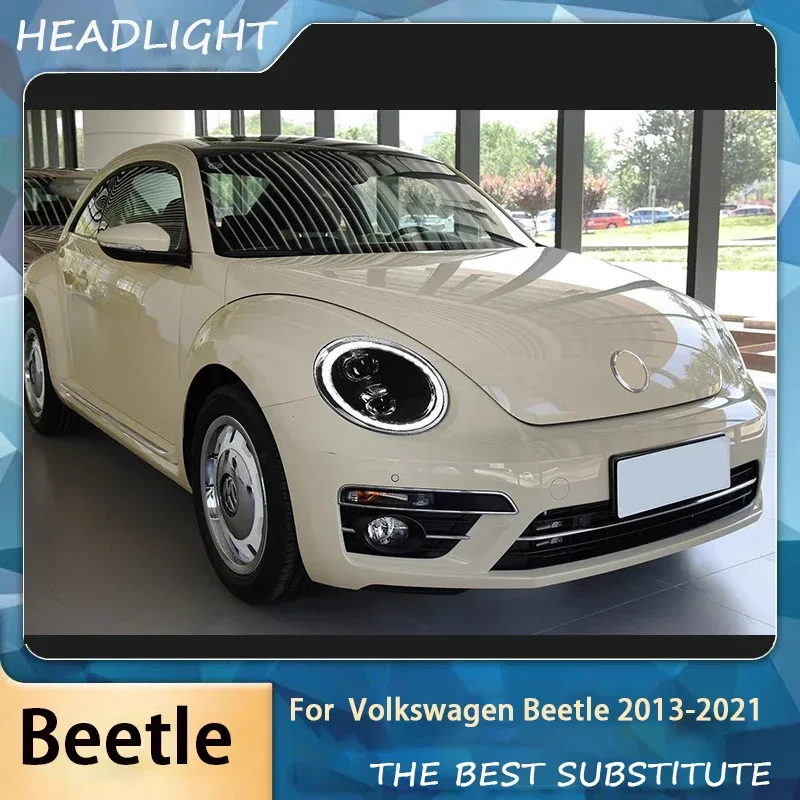 Car Lights HeadLamp With taillamp For VW Beetle LED Headlight 13-21 Headlight DRL Turn Signal High Beam Angel Eye Projector Lens
