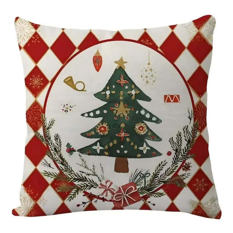 Christmas Decorations for Home 2026 Merry Christmas Sofa Car Bedroom Cushion Cover Pillowcase Snowman Tree Pattern Pillowcase