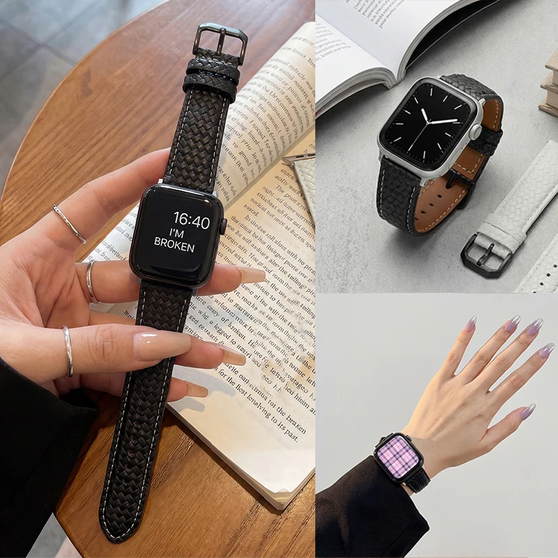 Schlankes Lederarmband für Apple Watch Band 49mm 40mm 38mm 41mm 46mm 42mm 44/45mm Armband-Schlaufe für Apple Watch S10 46mm 9/87/se