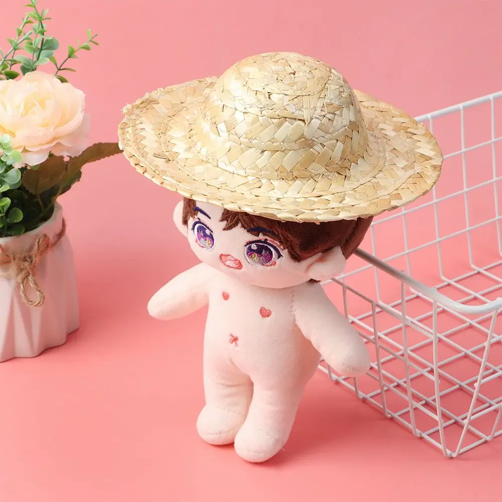 Multiple Sizes Crafts Cute Yellow Woven Straw Hat DIY Decoration Doll Caps DIY Toys Doll Accessories