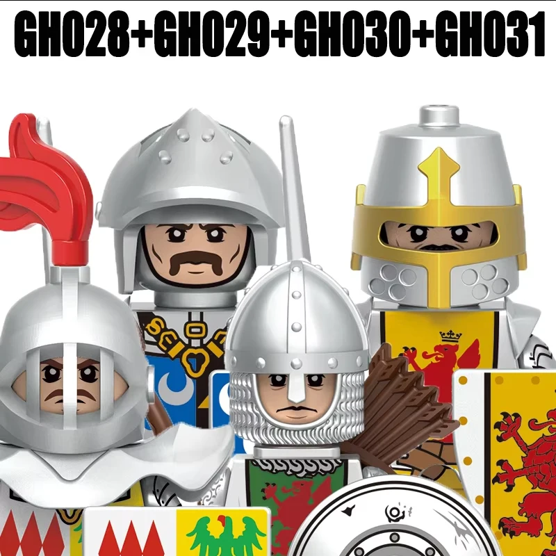 Medieval Military Europe King Soldier Figures Building Blocks Castle Lion Knight Sword Infantry Warrior Bricks Toys Gifts