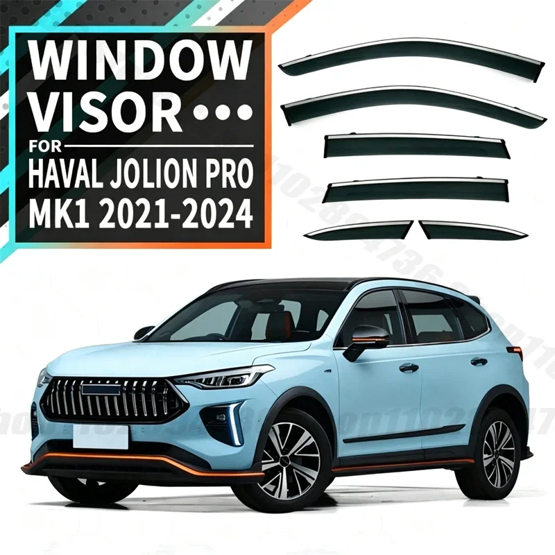 Window Visors for Haval Jolion Pro MK1 4/6Pcs Side Window Rain Guard Wind Deflector Weathershield Vent Visor for Car Windows