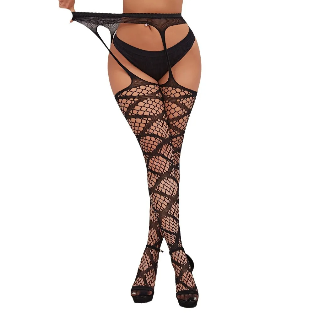 Femmes Sexy Lingerie bas porte-jarretelles rayure bas élastiques noir résille bas cuisse collants transparents collants livraison directe