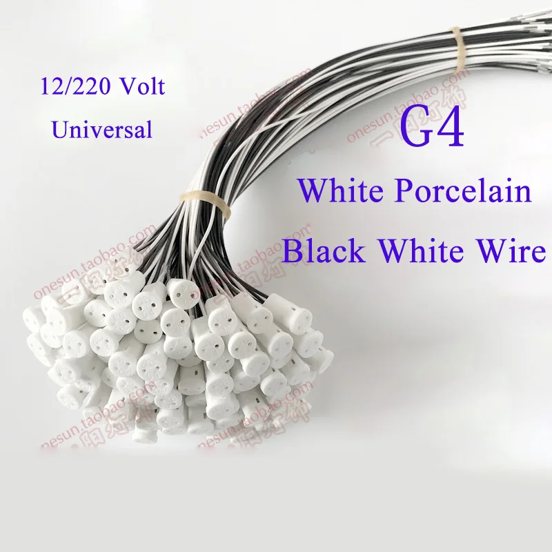 1 Piece, 100 Pieces, G4 White Ceramic Black Bakelite Low Voltage Lamp Holder for 12V 220V G4 LED Crystal Lamp Halogen Lamp Bead