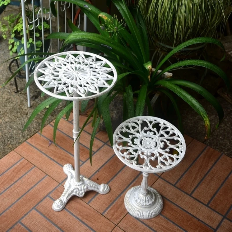 Iron Plant Stand Distressed Retro Finish Indoor Gardening Shelf Stable Flower Display for Balcony or Patio Classic Plant