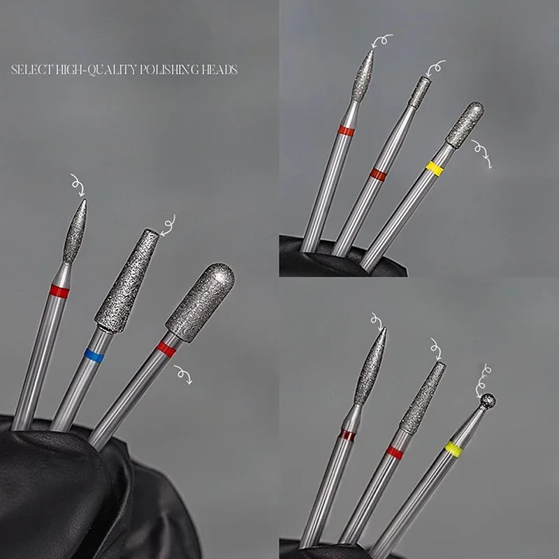 Broca de diamante para uñas, cortador de molino, todo para máquina de manicura, herramientas, accesorios, limpieza de cutículas para quitar Gel de uñas