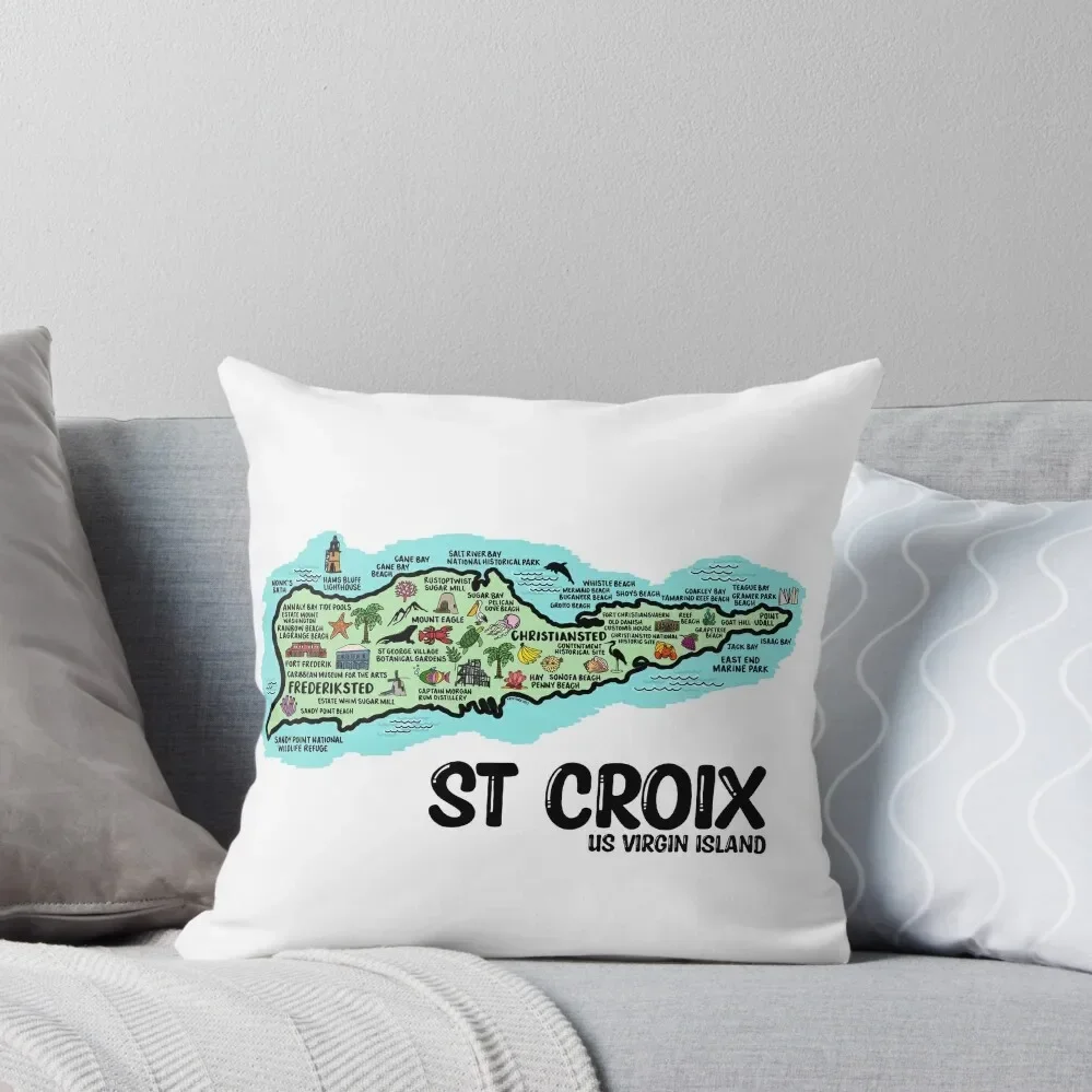 

St Croix Map Art Throw Pillow ornamental pillows for living room Pillows Aesthetic Custom Cushion Pillow