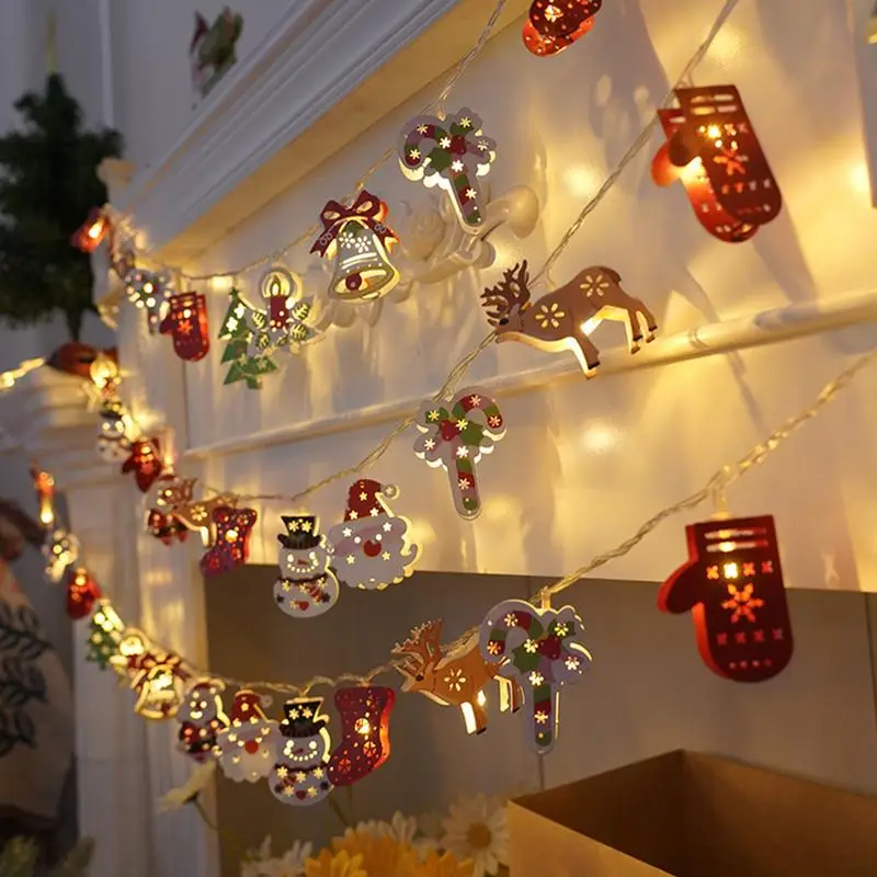 Christmas Light String Cartoon Snowman Santa Claus Elk Christmas String Lights Cute Festival Parties Lighting Winter Holiday