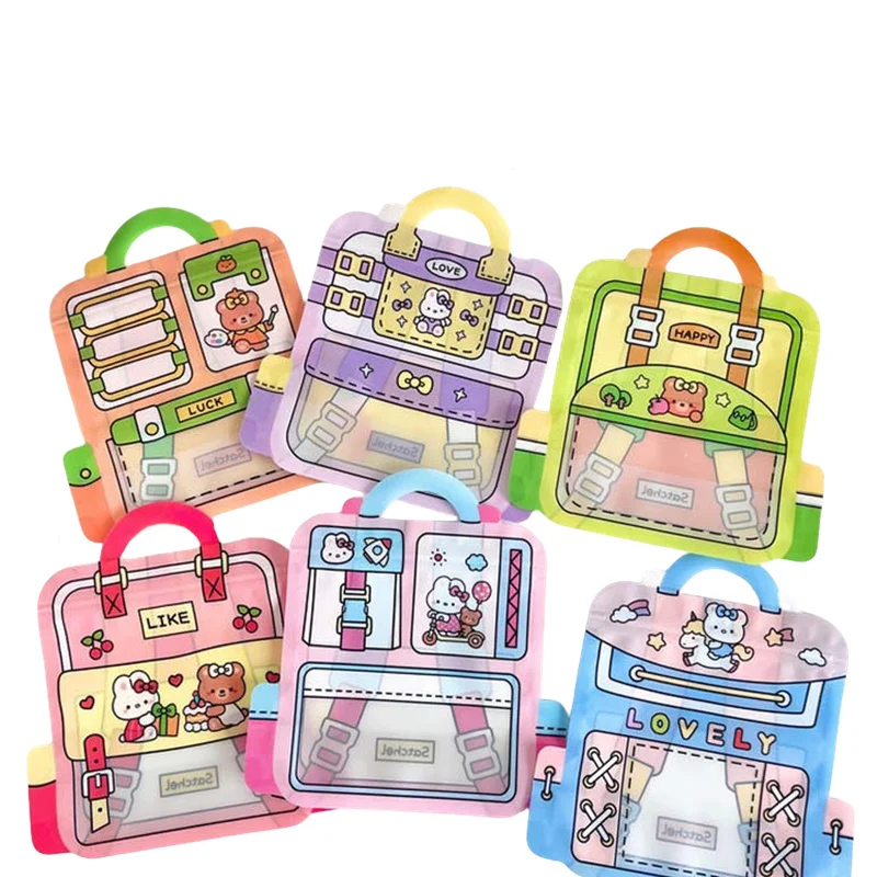 30pcs Cartoon School Bag Shape Cookie Candy Snack Plastic Zipper Handbag Gift Packaging Bags for Birthday Party Decor Supplies