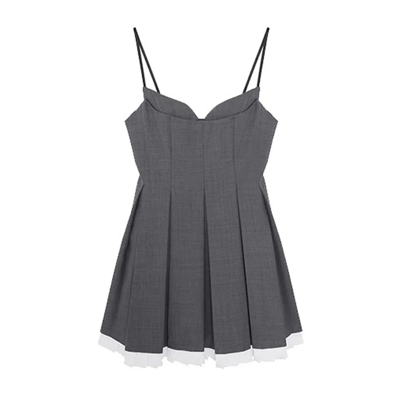 2025 outono inverno nova moda sem mangas plissado envoltório cintura cinta vestido para mulher