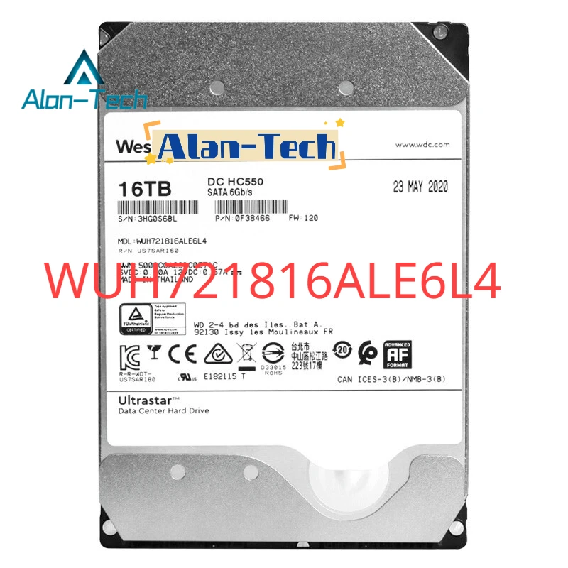 16TB HDD WD Ultrastar DC HC550 WUH721816ALE6L4 Server PC 3.5