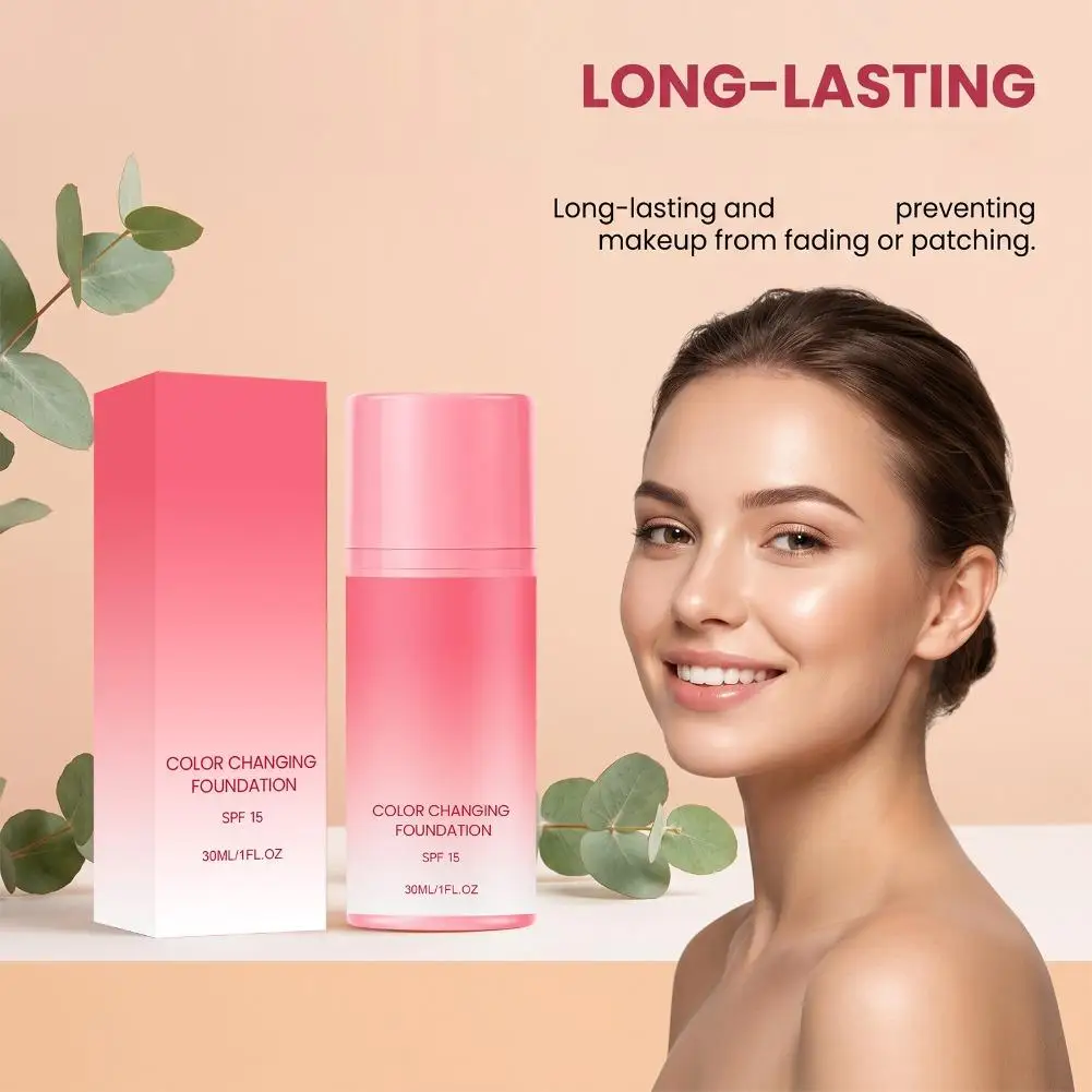 30ml Temperature Changing Foundation Cream Lightweight Skin Friendly Long Wear Smooth Natural Liquid Foundation Portable New