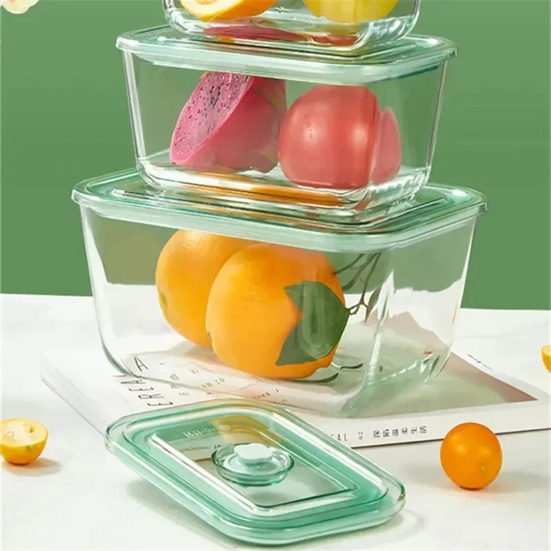 Large-capacity fruit and vegetable crisper food grade special glass bowl with lid heat-resistant and high temperature-resistant