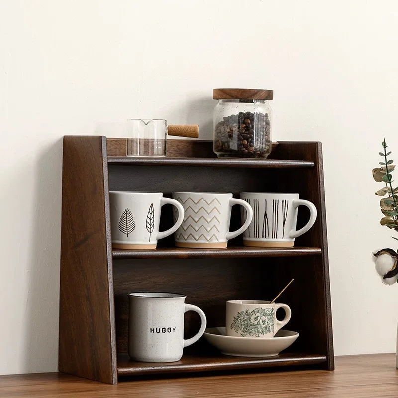 Walnut cup holder, desktop storage rack, water cup, tea cup, mug, coffee cup, tea set rack, storage rack.