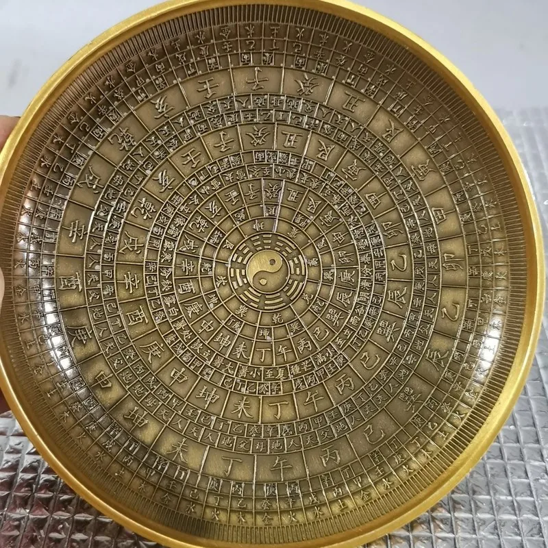 Brass Qianlong Plate Collection Antique Emperor's Ornament Home Decor Craft