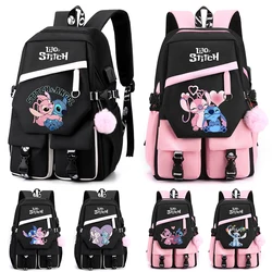 Disney Lilo Stitch Canvas Backpack for Boy Girl Back To School Large Capacity Bookbag Student Bookbag Women Travel Bag Mochila