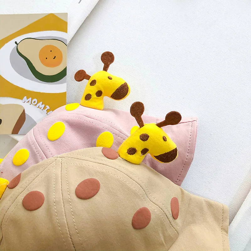 Cartoon Giraffe Baby Fisherman Cap Cute Deer Bucket Hat for Toddler Boy Girl Summer Soft Cotton Kids Sun Visor Hats