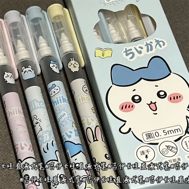 مجموعة أقلام جل الحبر الأسود Chiikawa Hachiware Usagi، مستلزمات مكتبية مدرسية، أدوات مكتبية للكتابة، هدايا للأطفال والبنات