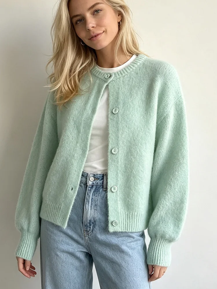 New Fashion Knitted Long Sleeve Cardigan Sweater Women Autumn Winter Solid Color Women's Cardigan Elegant Woman Tops