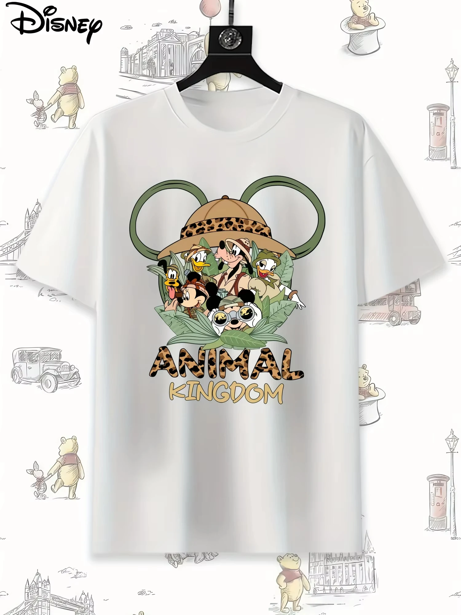 

Disney Animal Kingdom Printed T-Shirt Women Fashion Trend Top Men's and Women's All Seasons Cotton Crew Neck Short Sleeves