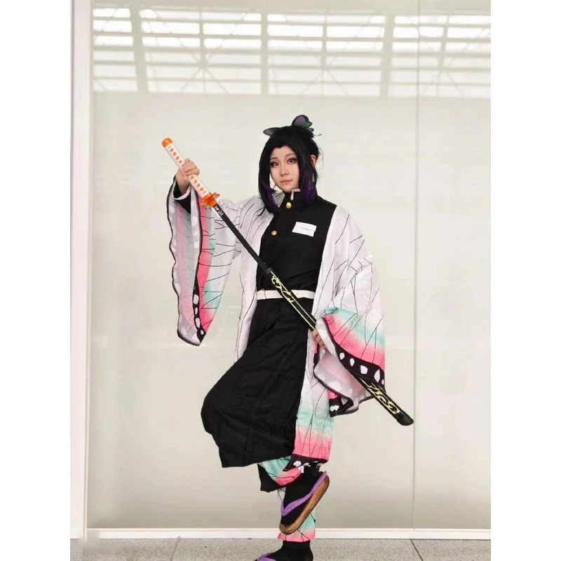 2025 Anime nuevo Demon Slayer Cosplay disfraz Kochou Shinobu peluca uniforme tipo kimono Kimetsu No Yaiba Haori trajes con capa fiesta para C ★ ☆ ★
