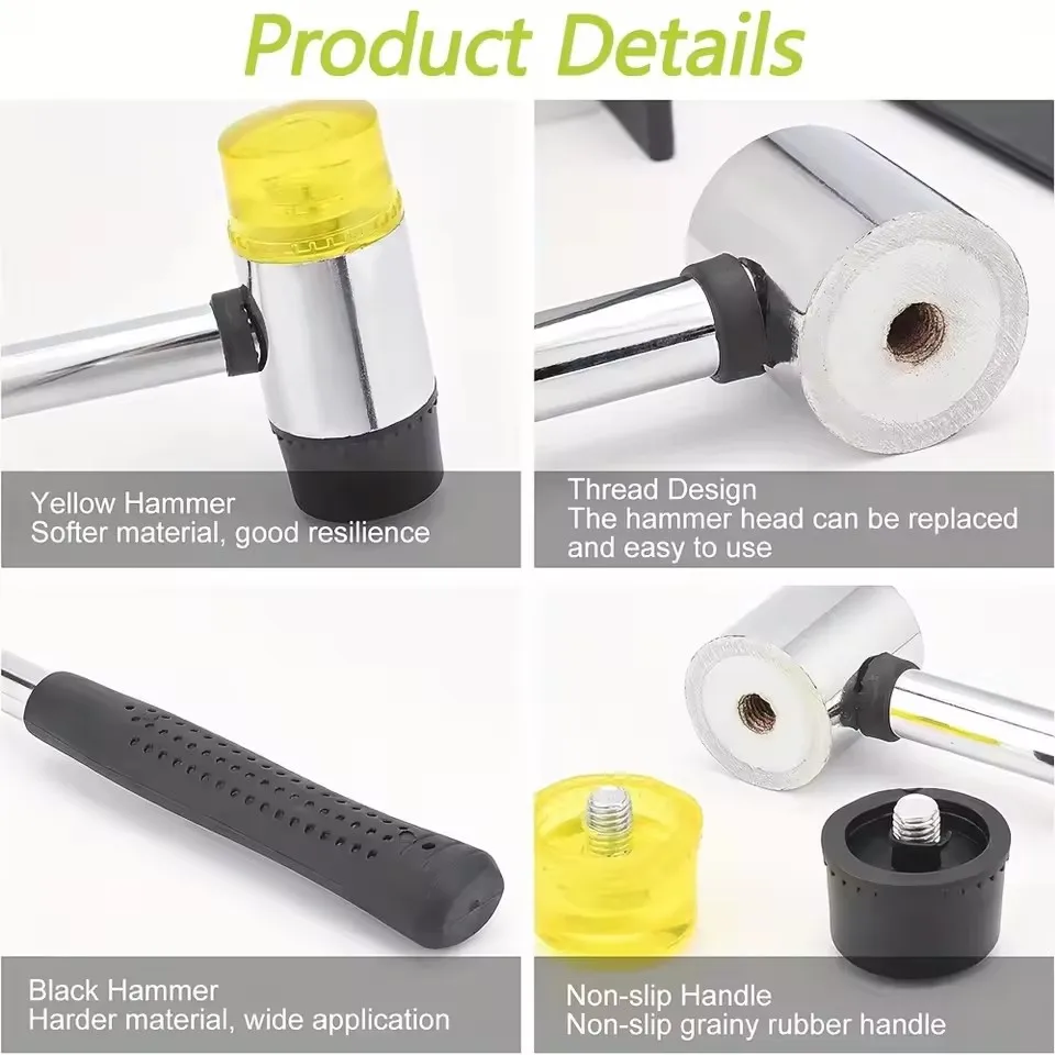 مطرقة مطاطية على الوجهين 25/30/35/40/45 مم: مطرقة بلاستيكية ناعمة للمجوهرات والحرف الجلدية وتركيب النجارة والأرضيات #5
