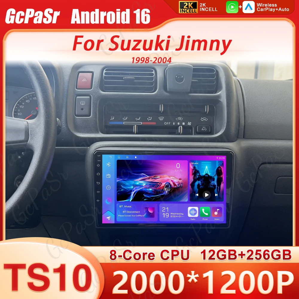 

Автомагнитола Android 16 с Carplay и Auto для Suzuki Jimny 1998-2004: мультимедийный видеоплеер, навигация GPS, 4G, Wi-Fi, Bluetooth, QLED, DVD