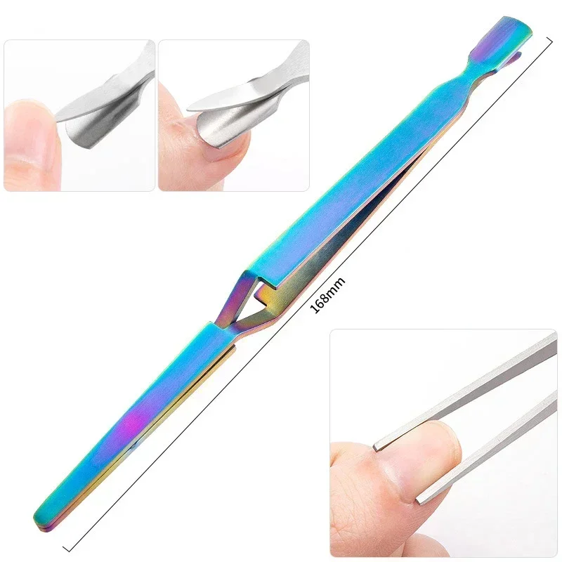 Nail Art Shaping Tweezers Multifunction Cross Nail Clip for Nail Decorations Charms Stainless Steel Professional Manicure Tool