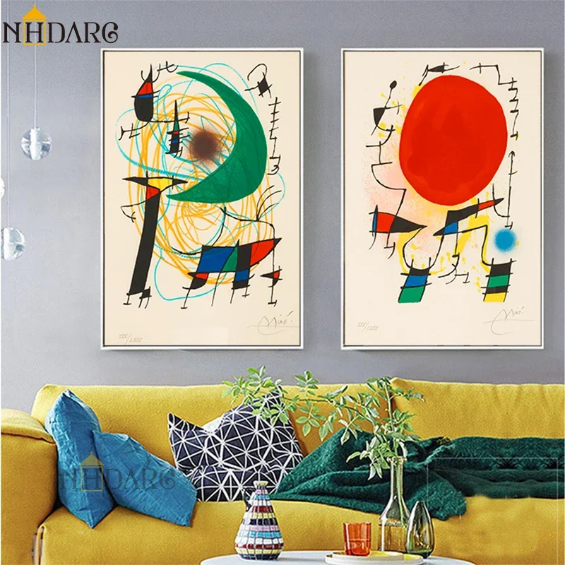 Unframe Scandinavian Modern Abstract Wall Art Ger Joan Miro Classic Vintage HD Canvas Poster Prints Home Bedroom Living Room Dec view 5