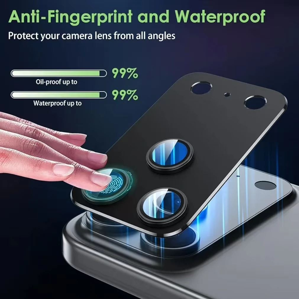 

For iPhone 17 16 15 14 13 Pro Max Plus Air Mini 17Pro 16Pro15Pro 14Pro 13Pro Phone Metal Camera Lens Tempered Protector Case