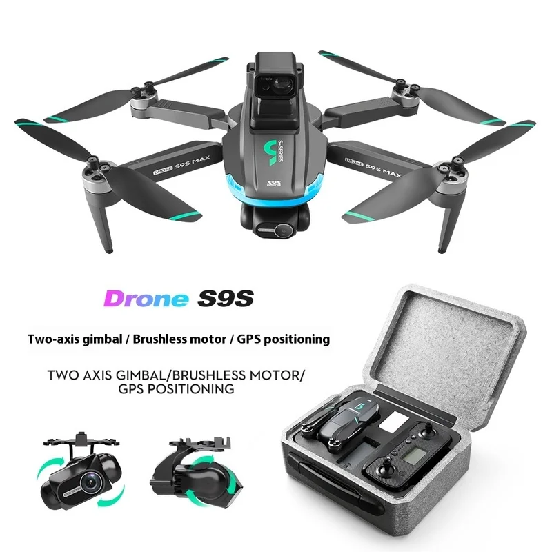 Dron S9S con posicionamiento GPS HD 4K fotografía aérea cardán de dos ejes EIS Servo eléctrico aviones de Control remoto