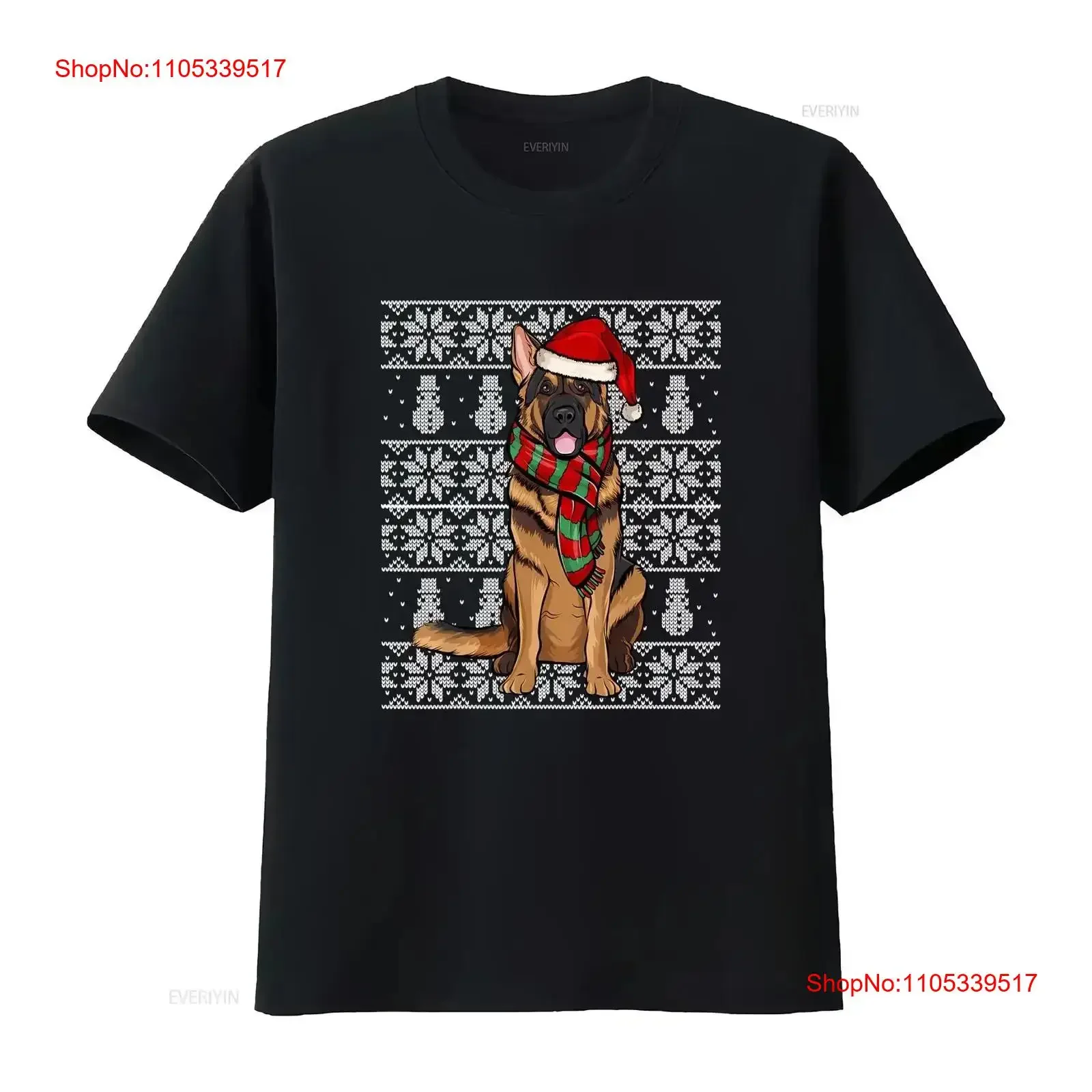 NUEVA CAMISETA LIMITADA de Navidad con Gorro de Papá Noel y Pastor Alemán, Estilo Vintage Lavado, Tallas S-5XL, Moda Urbana