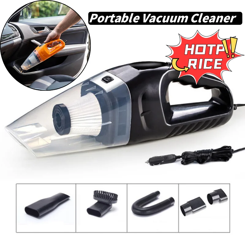 High Power Handheld Auto Vacuum Cleaner 12V Car Plug Design Complete Nozzle Set for Car Interior Care Mini Auto Dust Collector