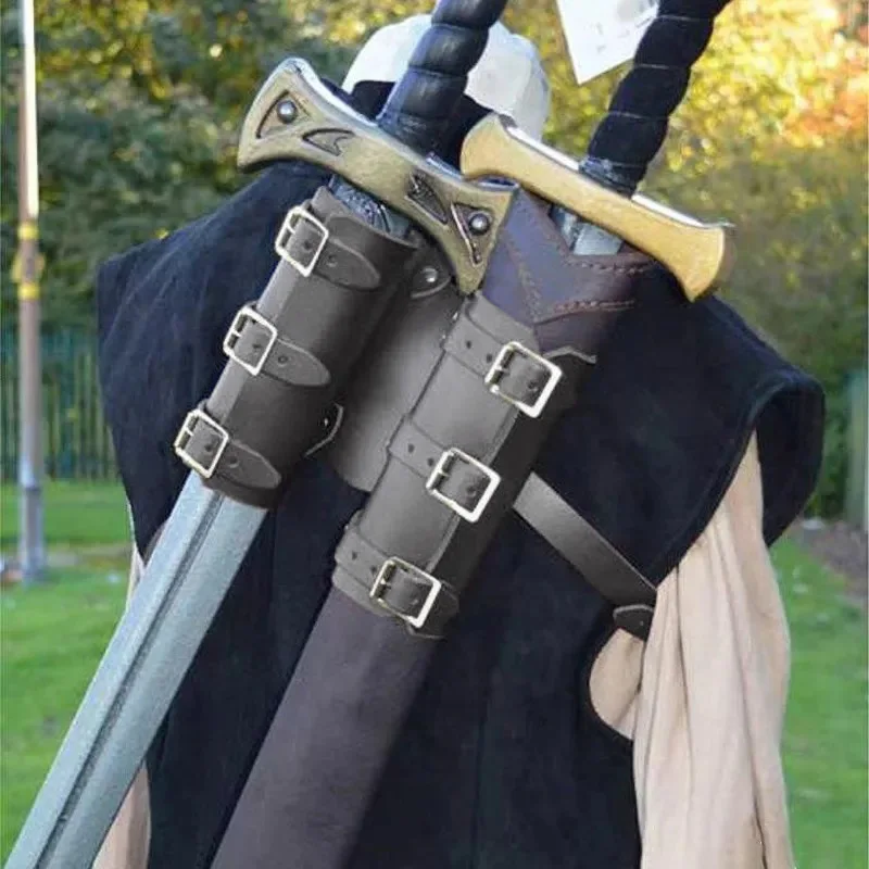 Caballero Medieval hombro espalda espada titular vaina pirata Cosplay disfraz armas estoque cinturón funda hombres mujeres Larp