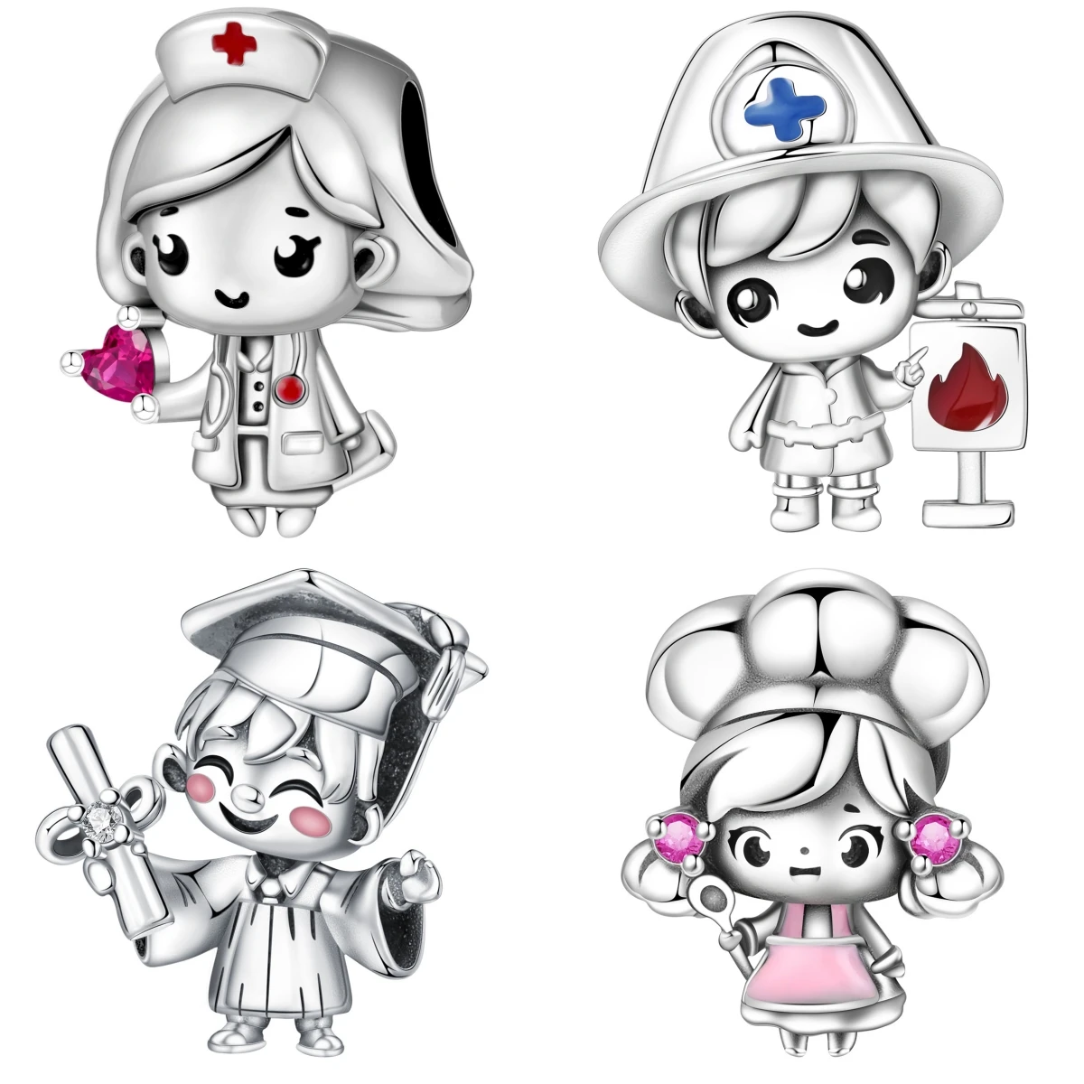 

Orstarry 925 Sterling Silver Cartoon Character Nurse Beads Fit Women Bracelets Charms DIY Birthday Party Gifts Jewelry Accessory