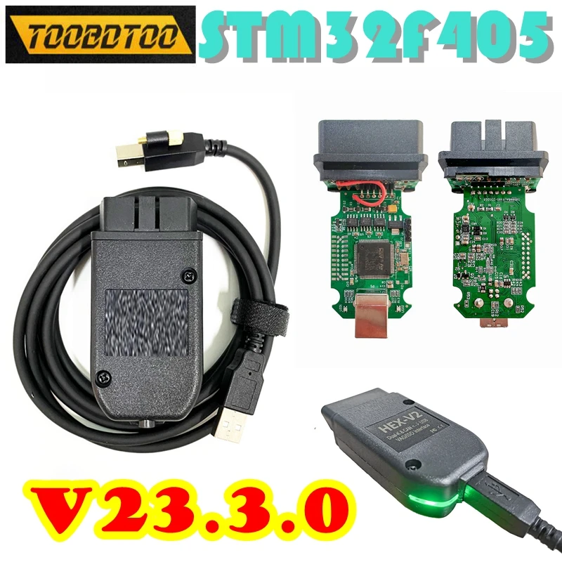 Le plus récent VAG COM HEX V2 USB Interface de Diagnostic double k-CAN lecteur de Code Scanner V23.3.0 STM32F405 outil de Diagnostic de voiture