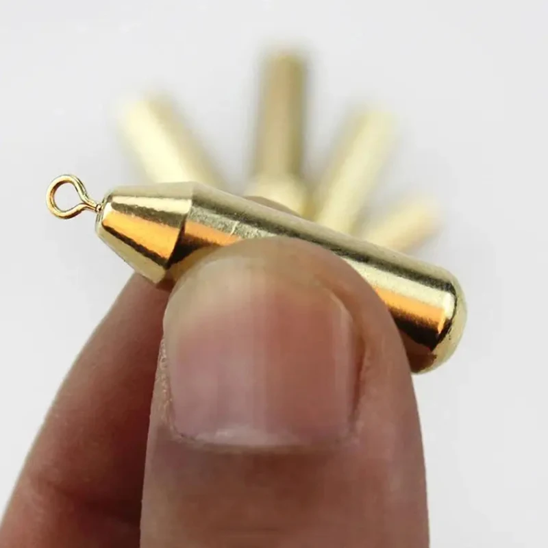 Piombini da pesca in rame da 10 pezzi, Piombini da pesca in rame, Pesi a canna tono dorato per la pesca in mare e d'acqua dolce,