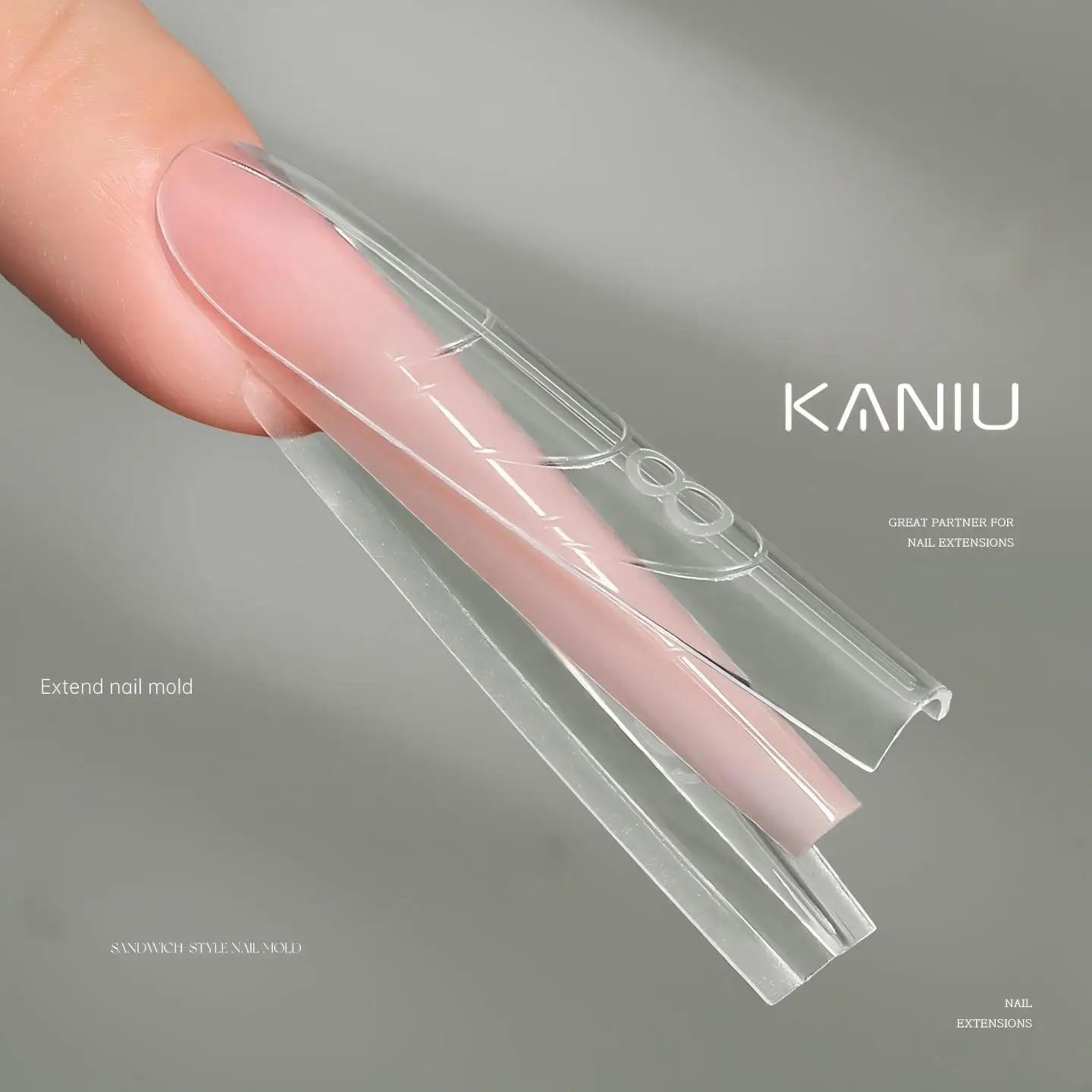 KANIU 240PCS Sandwich Dual Nail Forms Reusable Transparent ABS Plastic Fake Nails Acrylic Nail Forms Oval Shape For Builder Gel