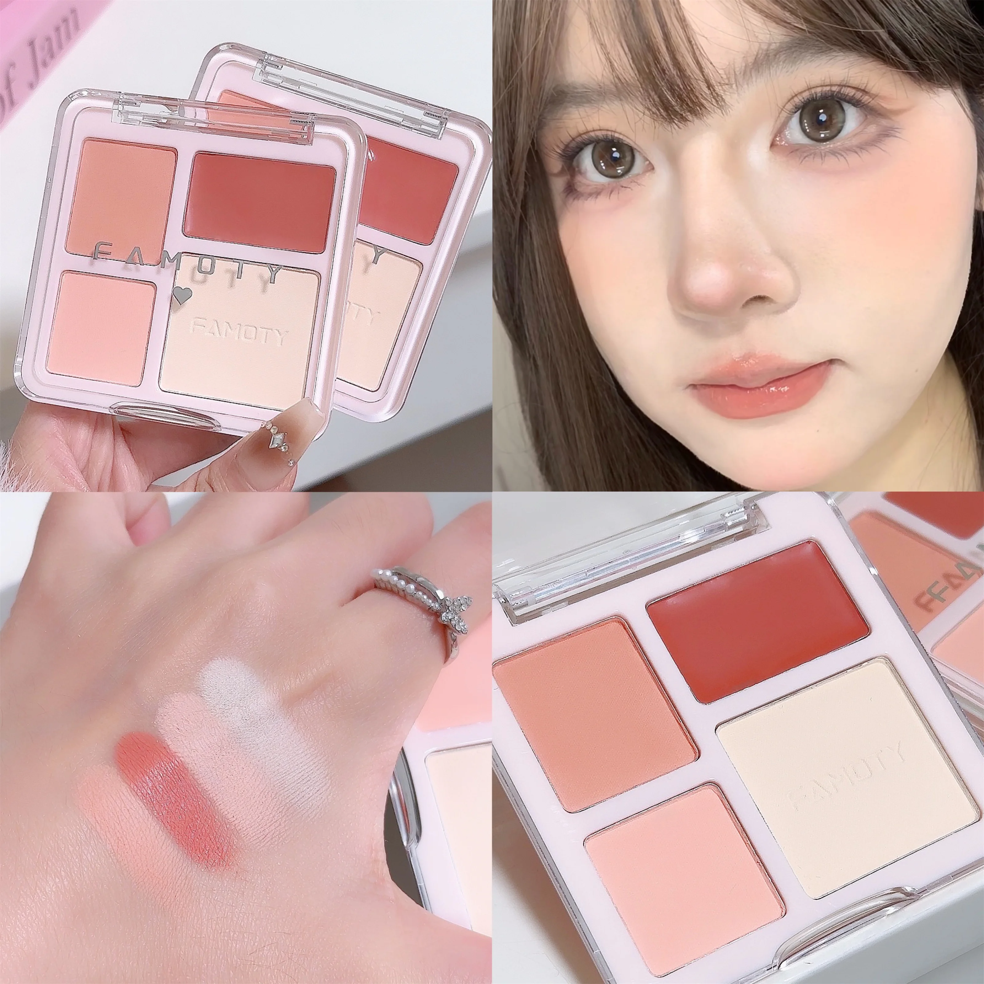 4 Color Blush Palette Rose Hawthorn Cheek Tint Blusher Powder Natural Face Makeup Matte Peach Rouge Contour Shadow Palette