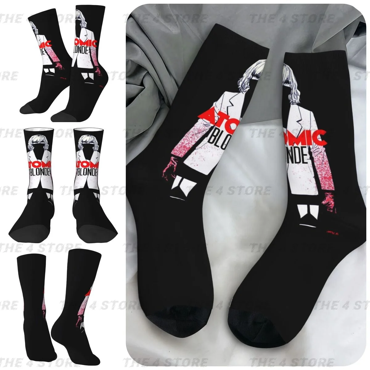 Atomic Blondes High elasticity polyester fiber cosy Unisex Cycling Happy 3D color printing Socks