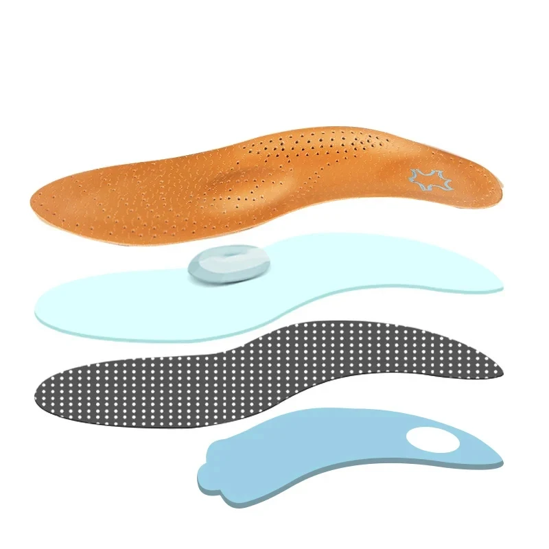 2Pairs Unisex Leather Orthopedic Insole Orthotic Arch Support Flat Foot Shoe Pad PU Latex Antibacterial Active Carbon Foot Care - view 5