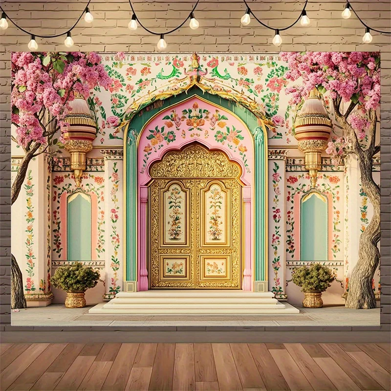 

Красочный баннер для вечеринок в стиле индийского дворца — подходит для дней рождения, фестивалей, вечеринок, разных размеров на выбор.