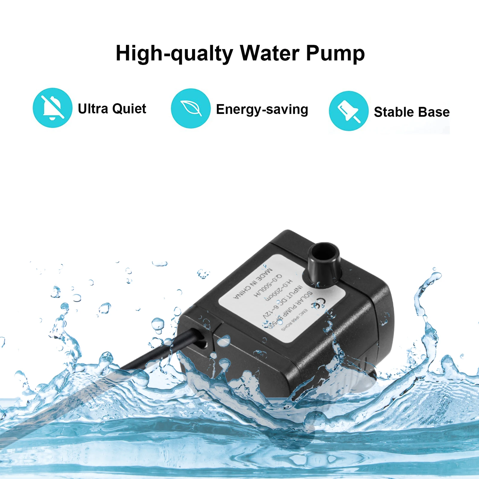 10W Solar Fountain Pump with Large Solar Panel 3 Nozzles Max. Water Height 100cm for Bird Bath Fish Tank Pond Garden Decoration